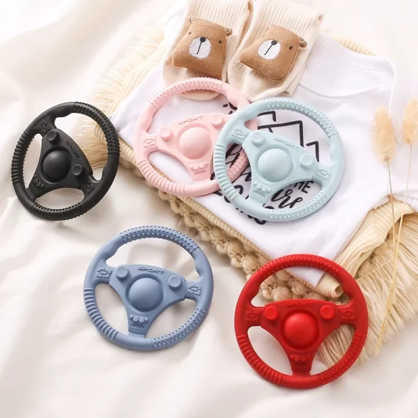 1pc Baby Car Steering Wheel Teether Infant Chewing Gum Silicone Teether Toys BPA Free Baby Accessory baby Teething Toys Gifts - Image 5