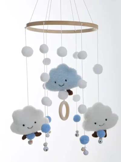 Cute Cloud Face Mobile Rattles Toys for Newborn 0-12 Months