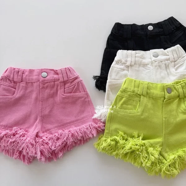 Summer Girls' Tassel Denim Shorts - Image 6
