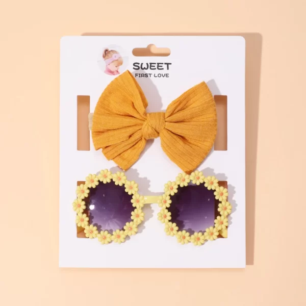 2Pcs Sunglasses Headband & Bow for Baby Girl - Image 9