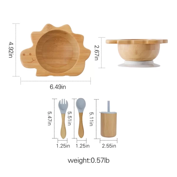Bamboo Wooden Dinosaur Dinner Plate - Image 15