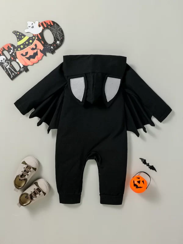 Baby Boys Long Halloween Bat Costume Hooded Jumpsuit - Image 3