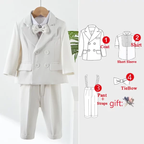 3pc White Formal Boy's Suit w/Suspenders - Image 9