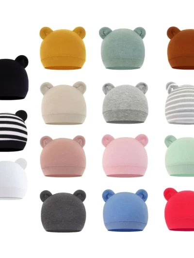 Unisex Infant Beanie Caps Warm Cotton Bear
