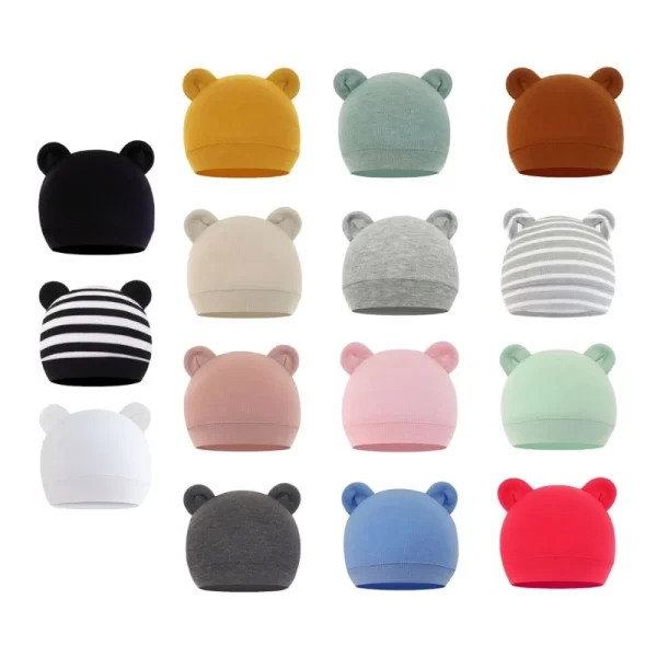 Unisex Infant Beanie Caps Warm Cotton Bear