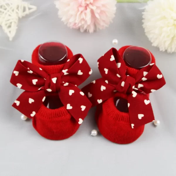 Cute Girl Princess Bow Socks Boat Red - Image 8