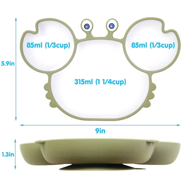 Baby Silicone Suction Tableware Cartoon Crab - Image 2