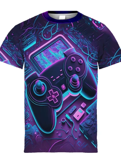 Children's Stylish Gamepad Pattern T-Shirt