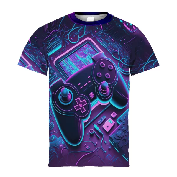 Children's Stylish Gamepad Pattern T-Shirt