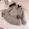 Fashion Girl's Princess 2pcs Set Coat Outwear+Skirts Vintage Outfits