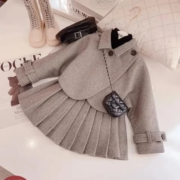 Fashion Girl's Princess 2pcs Set Coat Outwear+Skirts Vintage Outfits