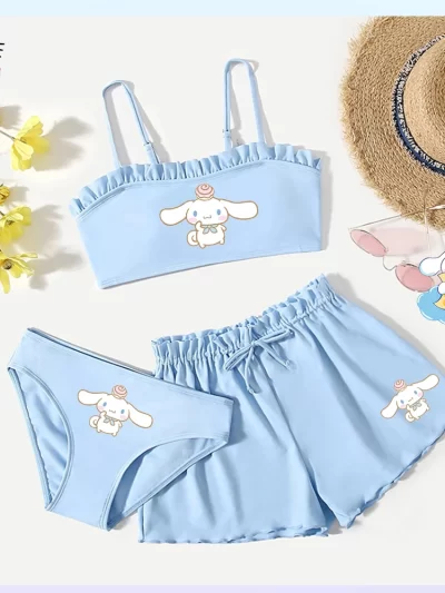 Cute 3Pcs Kid's Swimsuit Set Kuromi Cinnamoroll Girl
