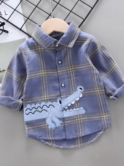 Toddler Infant Boy Long Sleeve Cotton Shirt