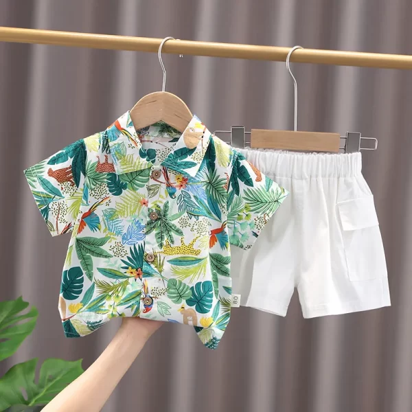 IENENS Boy's Tropical Shirt + Shorts Set - Image 7