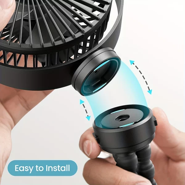 Mini Portable Stroller Fan Detachable 3 Speed ​​Rechargeable - Image 3