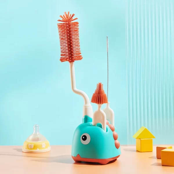 Silicone Brush Cleaner for Baby Bottle/Pacifier w/Holder - Image 4