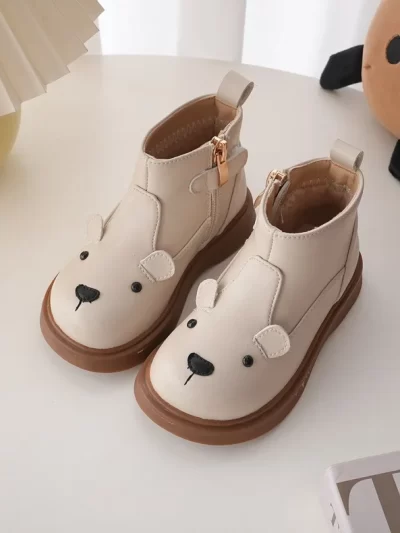 Cute Children's Leather Boots Fleece-lined