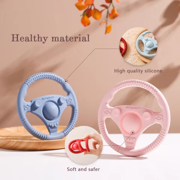 1pc Baby Car Steering Wheel Teether Infant Chewing Gum Silicone Teether Toys BPA Free Baby Accessory baby Teething Toys Gifts - Image 2