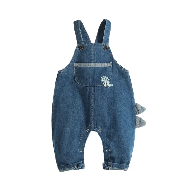 Kid's Baby Denim Overalls Cute Dinosaur Strap - Image 2