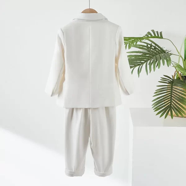 3pc White Formal Boy's Suit w/Suspenders - Image 2