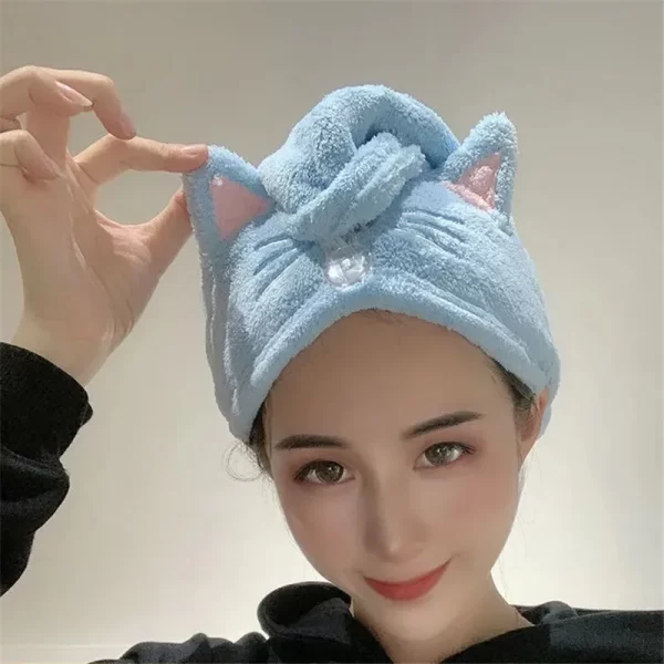 Cute Cat Microfiber Hair Towel - Image 6
