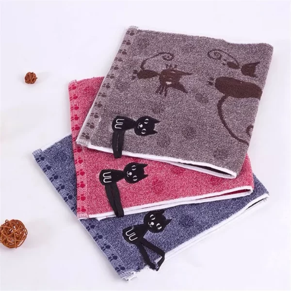 High Quality Cute Cat Soft Towels 25x50cm Kids - Image 3