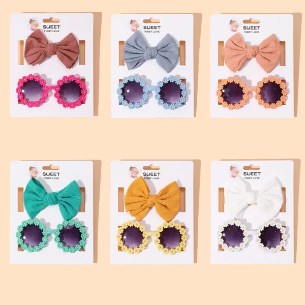 2Pcs Sunglasses Headband & Bow for Baby Girl - Image 4