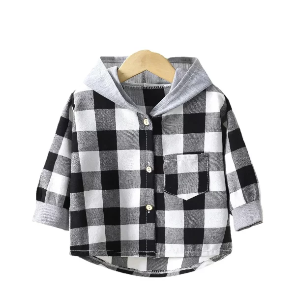 Children's Plaid Hooded Shirts - Image 2