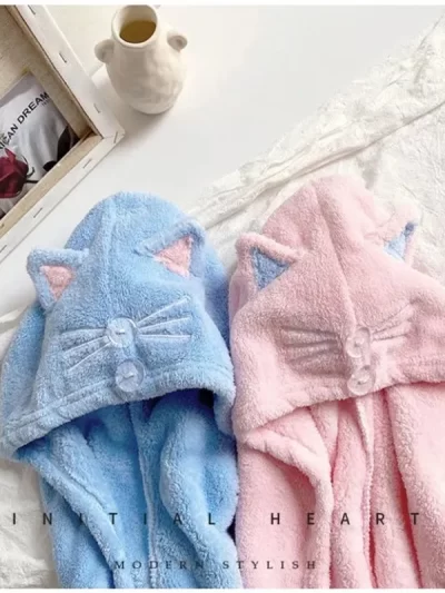 Cute Cat Microfiber Hair Towel