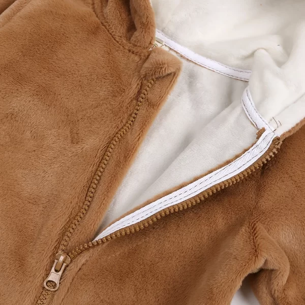 Adorable Infant Bunny Romper Winter Warm Fleece - Image 3