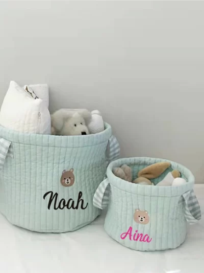 Personalized Name Cute Bear Storage Basket