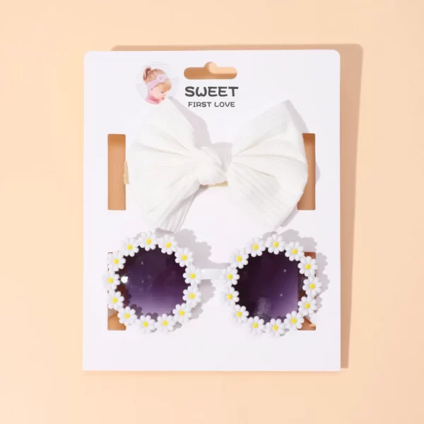 2Pcs Sunglasses Headband & Bow for Baby Girl - Image 7