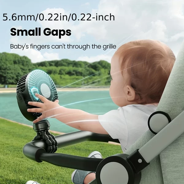 Mini Portable Stroller Fan Detachable 3 Speed ​​Rechargeable - Image 2