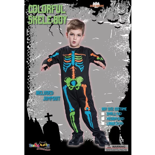 Halloween Colorful Skeleton Girl Dress/Skull Boy Costume - Image 2