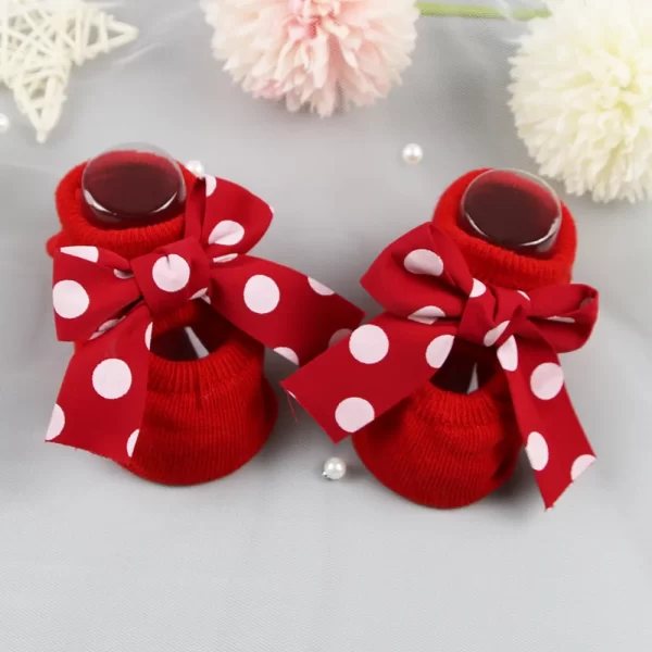 Cute Girl Princess Bow Socks Boat Red - Image 10
