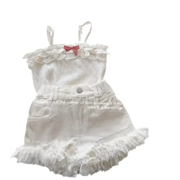 Summer Girls' Tassel Denim Shorts - Image 7