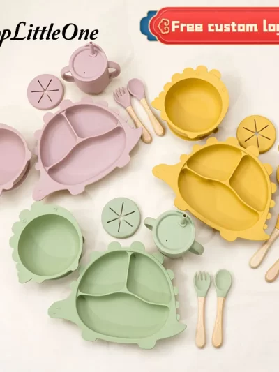 5PCS Cartoon Children's Tableware Set Suction Silicone