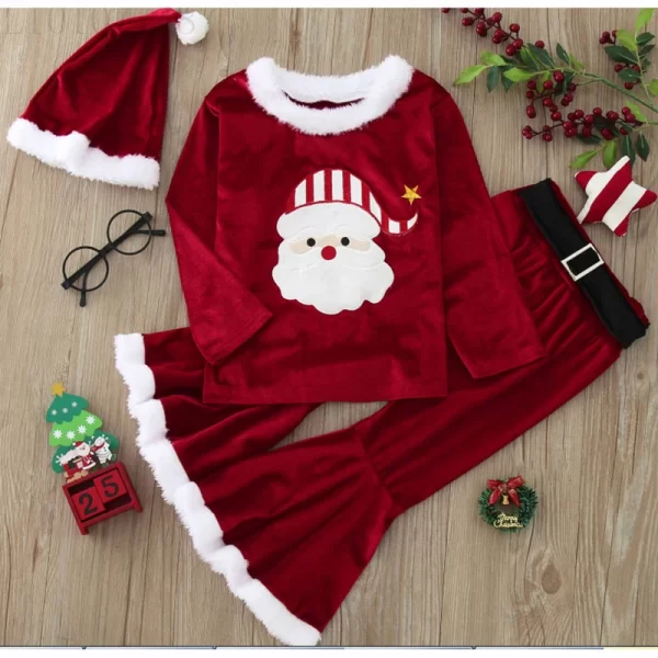 Winter Baby Girl's 3Pcs Christmas Outfit - Image 3
