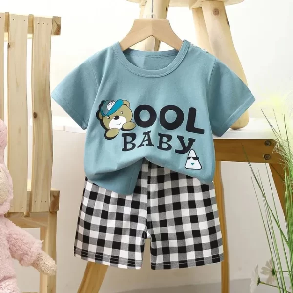 Cartoon T-shirt/Shorts Set Children's Cotton - Image 12