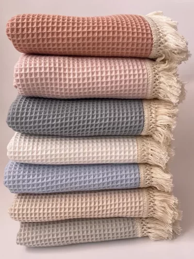 Tassel Newborn Waffle Cotton Baby Swaddle Blanket