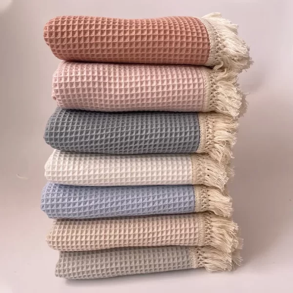 Tassel Newborn Waffle Cotton Baby Swaddle Blanket