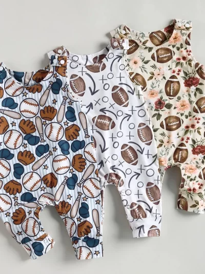 Cute Sports Themed Infant Jumpsuit