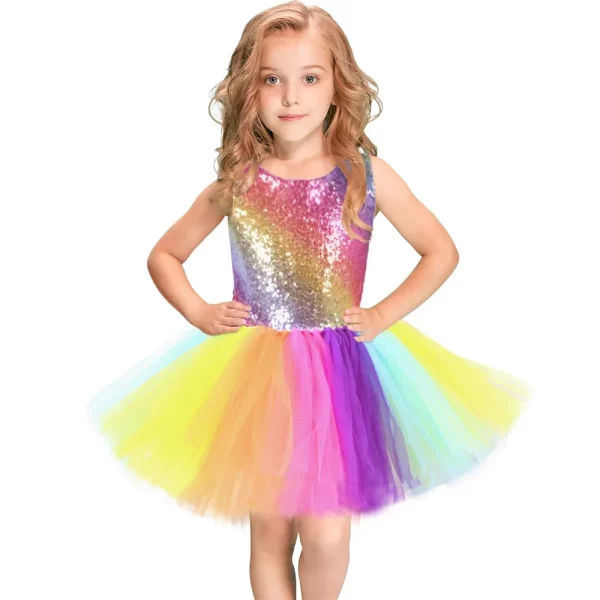 Rainbow Sequins Princess Tutu Dress - Image 2