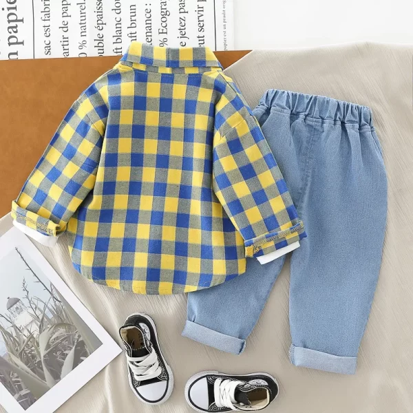 Boys Clothes Set 3 Pcs Set Plaid - Image 4
