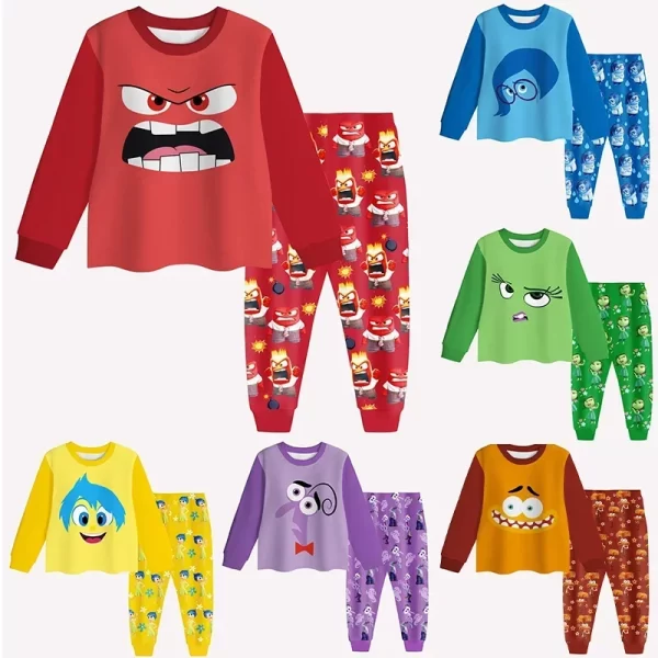 2pcs Disney Inside Out 2 Long Sleeved Pajamas - Image 2