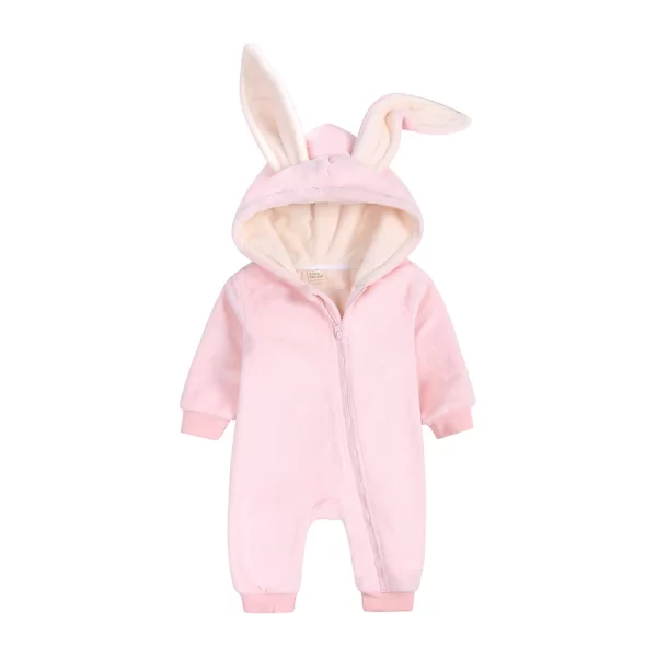 Adorable Infant Bunny Romper Winter Warm Fleece - Image 8