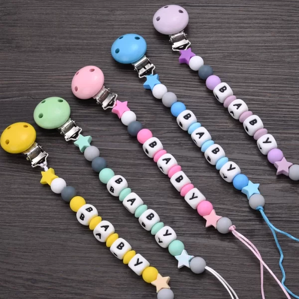 Handmade Pacifier Chain Silicone Beads Personalized Name - Image 2