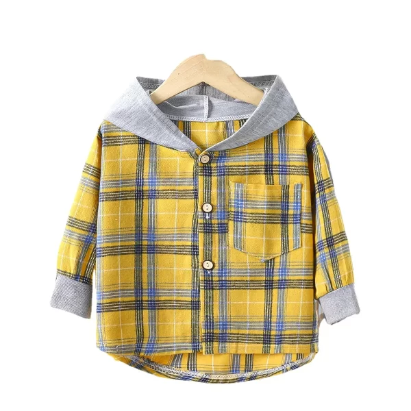 Children's Plaid Hooded Shirts - Image 4