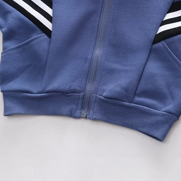 Kid's Striped Zipper Jackets + Pants Set 2Pcs - Image 6