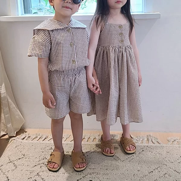 Brother Sister Plaid Clothes Set - Image 2